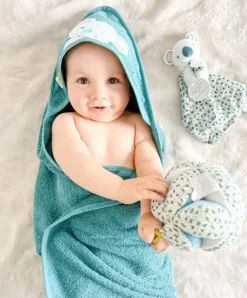 Doudou et Compagnie Coffret cadeau cape de bain et Doudou Yoca le koala - 80 x 80 cm