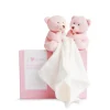 Doudou et Compagnie Coffret cadeau de 2 doudous mouchoir Ours roses