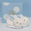 Doudou et Compagnie Coffret cadeau naissance chaussons lapin bleu avec hochet - 0/6 mois