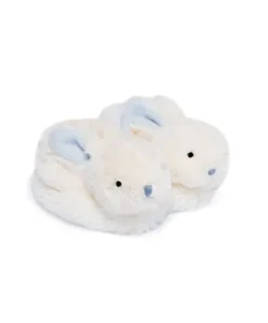 Doudou et Compagnie Coffret cadeau naissance chaussons lapin bleu avec hochet - 0/6 mois