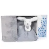 Doudou et Compagnie Coffret cadeau naissance plaid et Doudou Lapin Happy Glossy - 70 x 100 cm