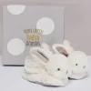 Doudou et Compagnie Coffret cadeau naissance chaussons lapin taupe avec hochet - 0/6 mois