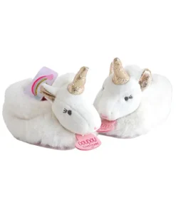 Doudou et Compagnie Coffret cadeau naissance chaussons bébé Licorne avec hochet - 0/6 mois