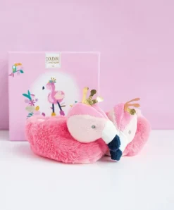 Doudou et Compagnie Coffret chaussons Bébé - Flamant rose 0-6 Mois
