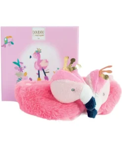 Doudou et Compagnie Coffret chaussons Bébé - Flamant rose 0-6 Mois