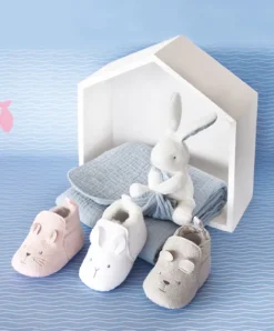 Doudou et Compagnie Coffret chaussons Bébé gris - 0/6 mois