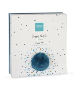 Doudou et Compagnie Coffret Doudou plat Lapin bleu - Happy Pop - 25 cm