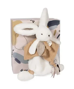 Doudou et Compagnie Coffret Doudou plat Lapin beige - Happy Wild - 25 cm