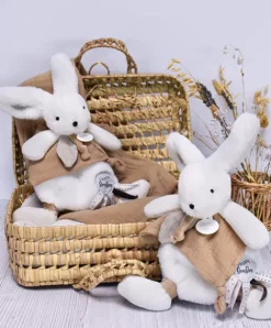 Doudou et Compagnie Coffret Doudou plat Lapin beige - Happy Wild - 25 cm