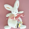Doudou et Compagnie Coffret Doudou plat Lapin Vieux rose - Happy Boho - 25 cm