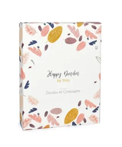 Doudou et Compagnie Coffret Mini Doudou Lapin Vieux rose - Happy Boho - 17 cm