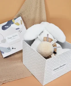 Doudou et Compagnie Coffret Pantin Lapin beige - Happy Wild - 25 cm