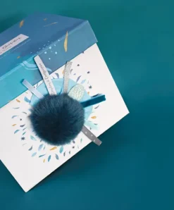 Doudou et Compagnie Coffret Pantin Lapin bleu - Happy Pop - 25 cm