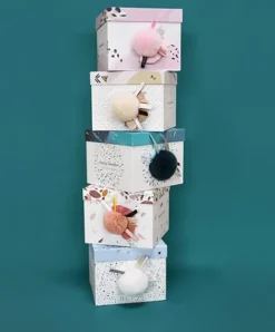 Doudou et Compagnie Coffret Pantin Lapin rose - Happy Blush - 25 cm