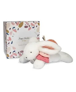 Doudou et Compagnie Coffret Pantin Lapin Vieux rose - Happy Boho - 25 cm