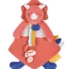 Doudou et Compagnie Coffret peluche dinosaure orange - Attache tetine Lou - 23 cm