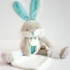 Doudou et Compagnie Coffret peluche lapin de sucre- lapin mouchoir vert - 31 cm