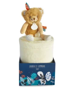 Doudou et Compagnie Couverture bébé en polaire avec Doudou Ours - 70 x 100 cm