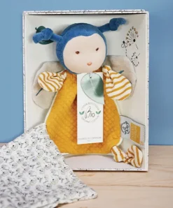 Doudou et Compagnie Doudou attache sucette abeille Pollen en coton BIO - 17 cm