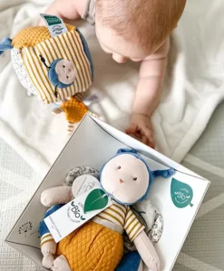 Doudou et Compagnie Doudou attache sucette abeille Pollen en coton BIO - 17 cm