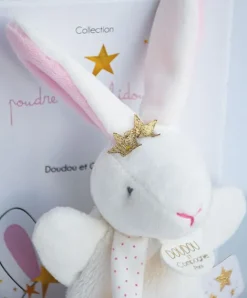 Doudou et Compagnie Doudou attache sucette lapin étoile rose - 15 cm