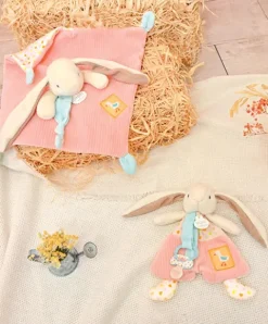 Doudou et Compagnie Doudou attache-sucette - LAPIN CIBOULETTE - 19 cm