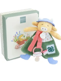 Doudou et Compagnie Doudou attache-sucette Vache Anette - 19 cm