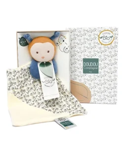 Doudou et Compagnie Doudou bébé abeille Pollen en coton BIO - 20 cm - modèle aléatoire