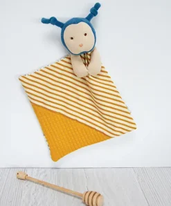 Doudou et Compagnie Doudou bébé abeille Pollen en coton BIO - 20 cm - modèle aléatoire