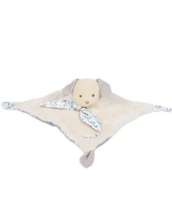 Doudou et Compagnie Doudou carré plat chien bleu en coton BIO - 25 cm
