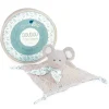 Doudou et Compagnie Doudou carré plat Souris grise en coton BIO- 25 cm