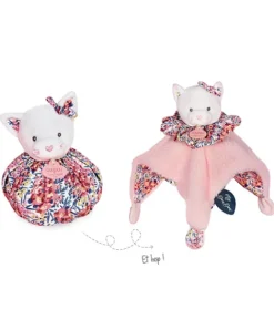 Doudou et Compagnie Doudou Chat rose - Cocon - Balle d'éveil - 3 EN 1