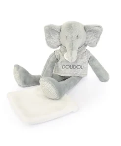 Doudou et Compagnie Doudou Elephant gris avec mouchoir - Sweety - 25 cm