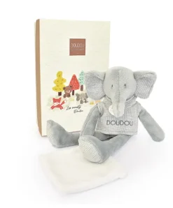 Doudou et Compagnie Doudou Elephant gris avec mouchoir - Sweety - 25 cm