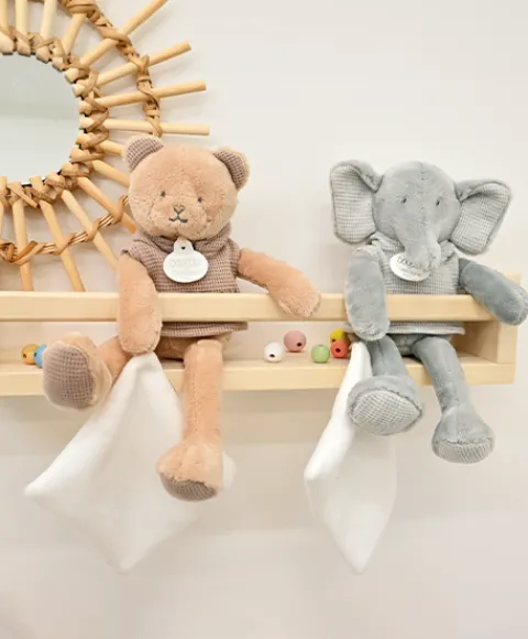Doudou et Compagnie Doudou Elephant gris avec mouchoir - Sweety - 25 cm