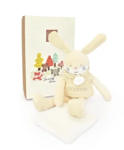Doudou et Compagnie Doudou Lapin beige avec mouchoir - Sweety - 25 cm