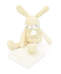 Doudou et Compagnie Doudou Lapin beige avec mouchoir - Sweety - 25 cm