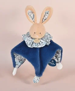 Doudou et Compagnie Doudou Lapin bleu - Cocon - Balle d'éveil - 3 EN 1