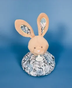 Doudou et Compagnie Doudou Lapin bleu - Cocon - Balle d'éveil - 3 EN 1
