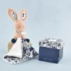 Doudou et Compagnie Doudou LAPIN bleu Marine avec mouchoir - BOH'AIME -