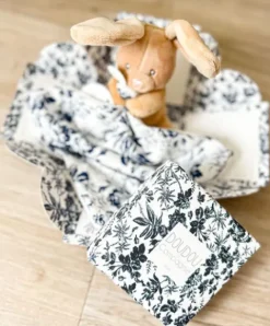 Doudou et Compagnie Doudou LAPIN bleu Marine avec mouchoir - BOH'AIME -