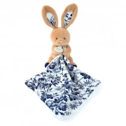 Doudou et Compagnie Doudou LAPIN bleu Marine avec mouchoir - BOH'AIME -