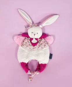 Doudou et Compagnie Doudou Lapin marionnette - Petit sac - Amusette 3 EN 1