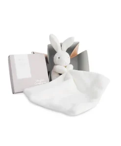 Doudou et Compagnie Doudou lapin mouchoir - 10 cm - Boite fleur