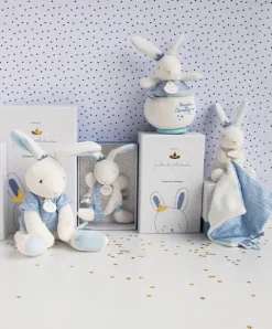 Doudou et Compagnie Doudou lapin mouchoir bleu lapin matelot - 10 cm