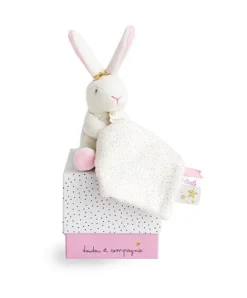 Doudou et Compagnie Doudou lapin mouchoir rose lapin étoile - 10 cm