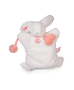 Doudou et Compagnie Doudou Marionnette Lapin Pompon Corail