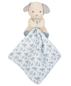 Doudou et Compagnie Doudou mouchoir chien bleu en coton BIO -15 cm