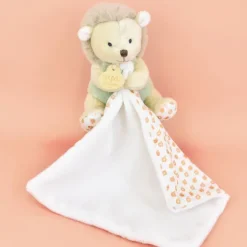 Doudou et Compagnie Doudou mouchoir hérisson vert et marron - 11 cm