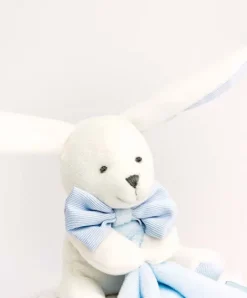Doudou et Compagnie Doudou mouchoir lapin bleu - 10 cm - Boite fleur
